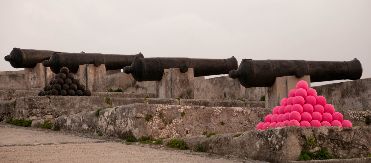 View of installation, Bubblegum Cannonballs by ATSA